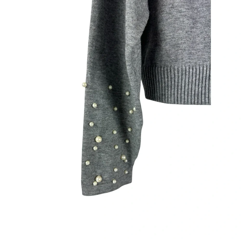 Zara Women's Sz S Cropped Hoodie Pearls Soft Girl Quiet Luxury Parisian - Picture 3 of 9